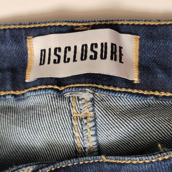 Disclosure Skinny Jeans Women's Size 12 Frayed Cuffs Slit Mid Rise Stretch Denim - Picture 3 of 7